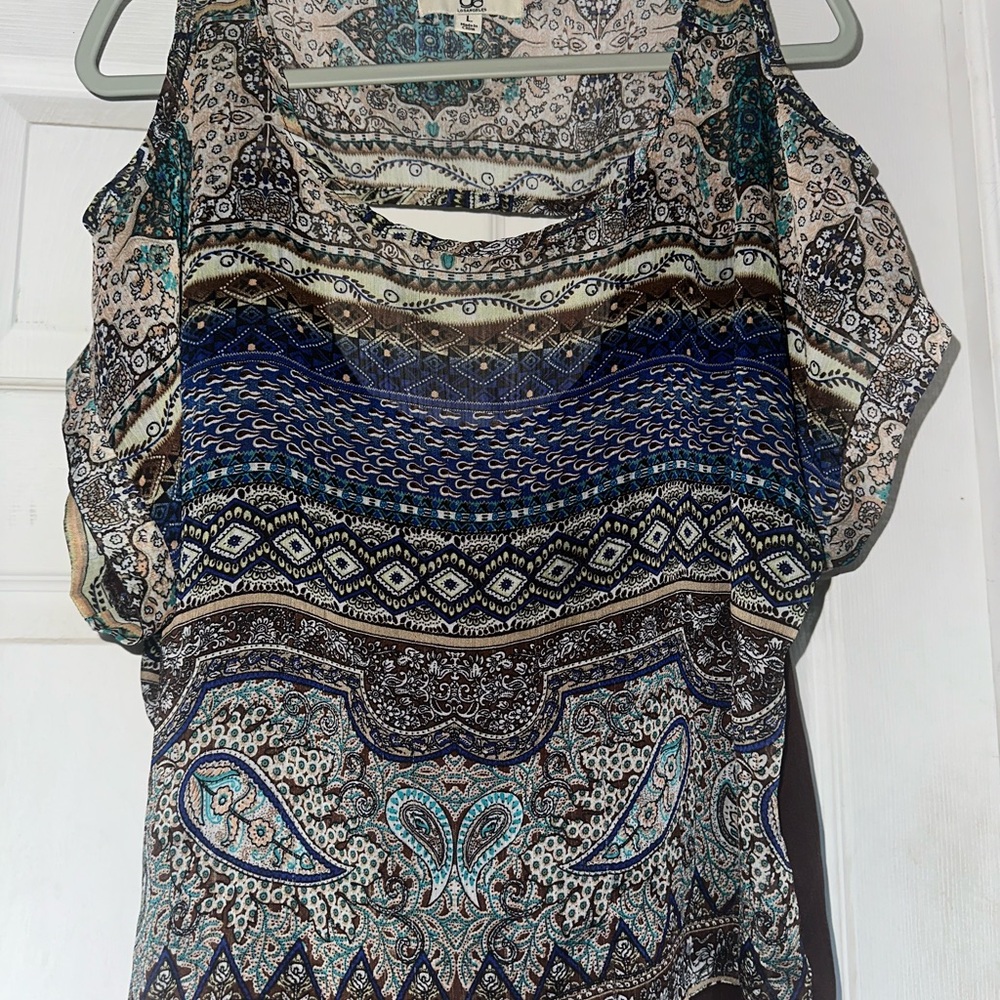 Ya Los Angeles Blue and Cream Patterned Blouse